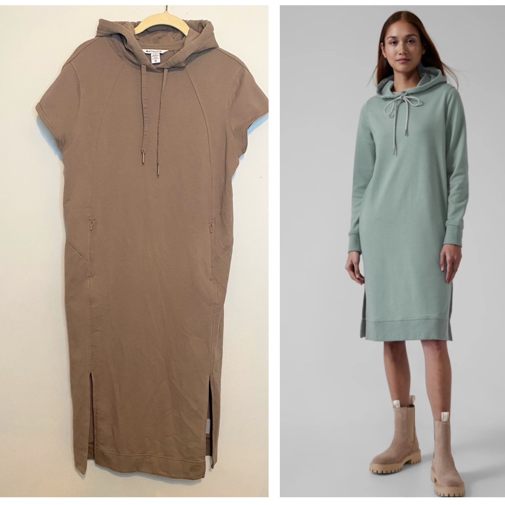 Athleta Triumph Hoodie Dress Khaki Sz XS